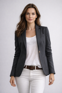 Lumina Wear Isabella tailored slim fit blazer with notched lapels, stylish professional jacket for women.