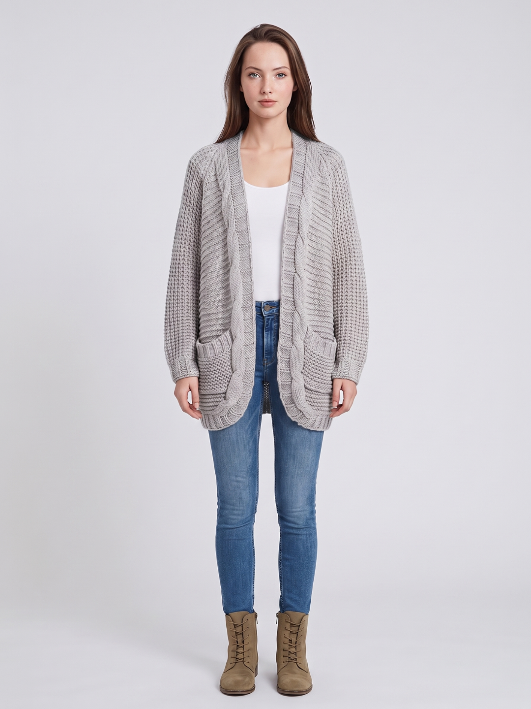 Women's textured oversized cardigan with batwing sleeves by Lumina Wear, featuring a cozy, stylish design.