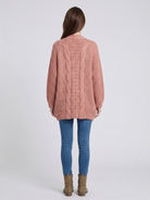 Light gray textured oversized women's cardigan with batwing sleeves from Lumina Wear, shown on a model.