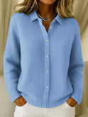 Lumina Wear Isabella textured waffle knit long cardigan sweater with button closure, cozy and stylish for layered fall outfits.