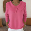 Lumina Wear Isabella V-neck wide collar knit sweater with regular fit, shown in a cozy, stylish design on a model.
