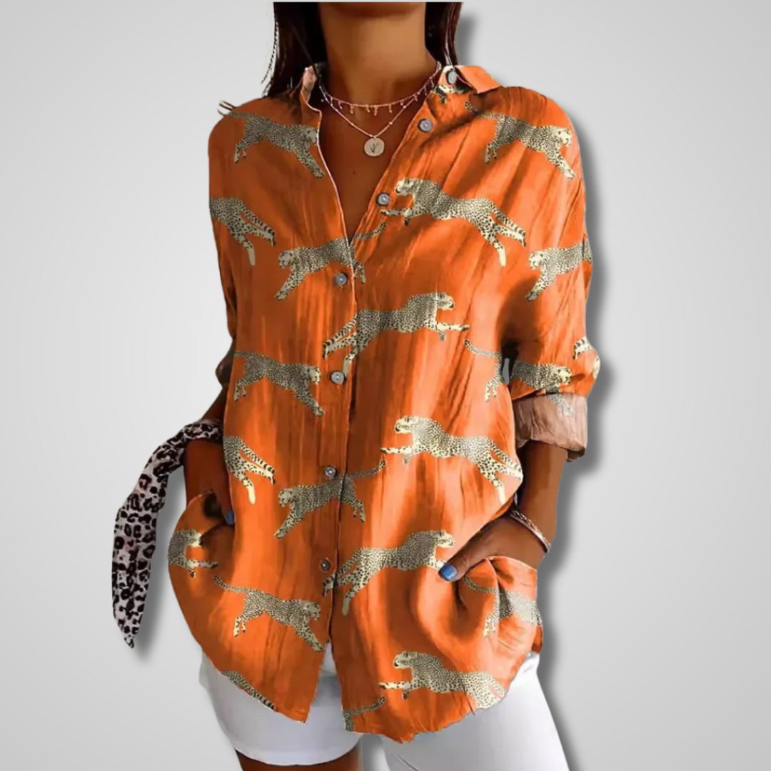 Vintage-inspired women's relaxed shirt by Lumina Wear featuring effortless charm and comfortable fit.