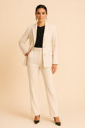 Jasmine tailored blazer and elegant pleated pants set by Lumina Wear, stylish formal clothing for women.