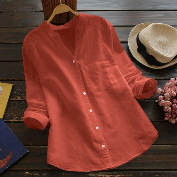Jessica Lumina relaxed fit button blouse with timeless design, featuring classic collar and button-front detail.