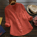Light blue Jessica relaxed fit button blouse by Lumina Wear, featuring a timeless design and casual style.