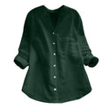 Light blue Lumina Wear Jessica relaxed fit button blouse with timeless design, shown on a mannequin.