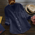 Jessica Lumina relaxed fit button blouse with timeless design, shown in a natural fabric and classic style.
