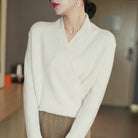 Lightweight knit top with wrap neck from Lumina Wear's Mabel collection, stylish women's top in soft, breathable fabric.
