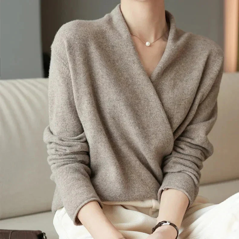 Lightweight knit top for women by Lumina Wear featuring a wrap neck and stylish design, perfect for casual or chic outfits.