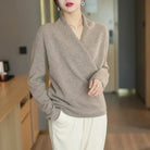 Lightweight knit top with wrap neck from Lumina Wear's Mabel collection, stylish women's top in a soft, comfortable fabric.