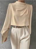 Lumina Wear Madison relaxed fit blouse with elegant, timeless design, featuring soft fabric and classic style.