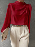Lumina Wear Madison relaxed fit blouse featuring elegant, timeless design, shown in a natural, casual fit style.