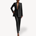Lumina Wear Madison tailored blazer and pants suit with clean lines and a comfortable fit, shown on a model.