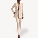 Lumina Wear Madison tailored blazer and pants suit with clean lines and a comfortable fit, shown in a professional setting.