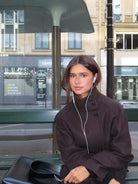 Lumina Wear Martha structured high-neck cropped jacket with button closure, stylish and modern outerwear for women.