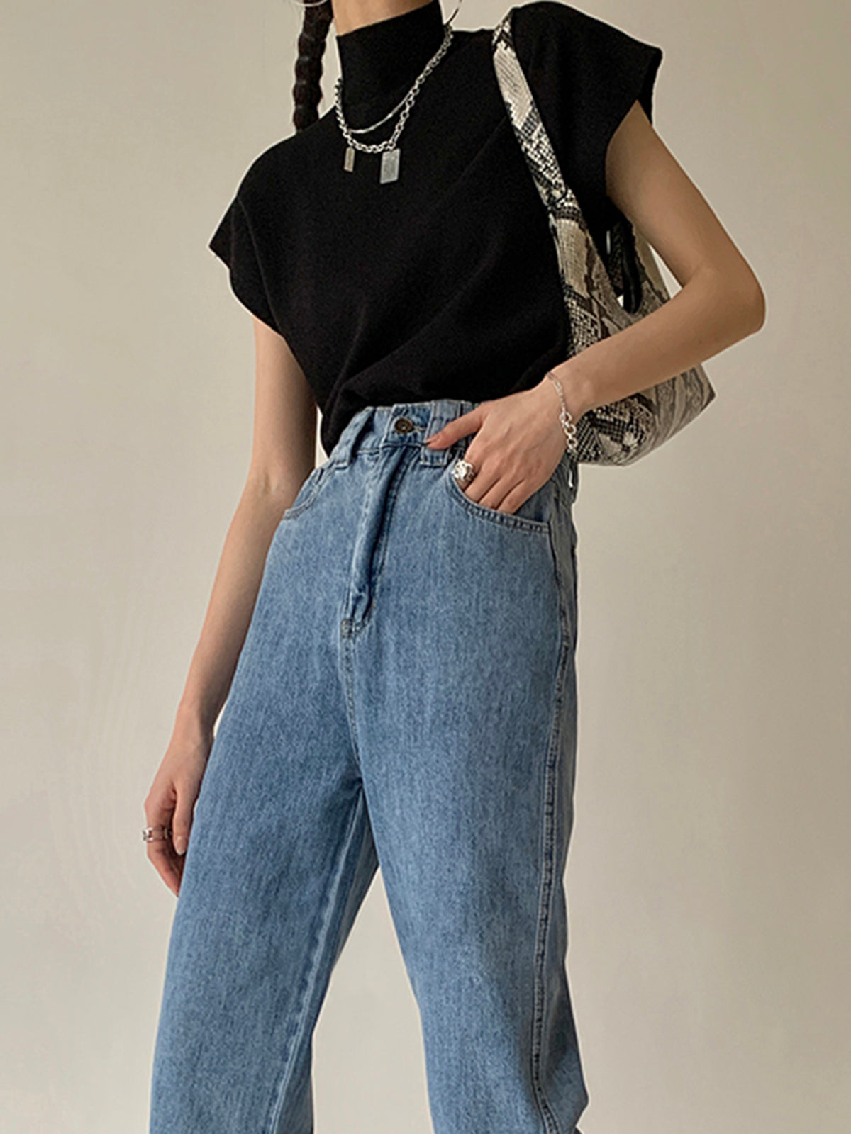 Lumina Wear Michelle modern mock neck casual top with tailored fit, shown in a neutral color, featuring a sleek, fitted design.
