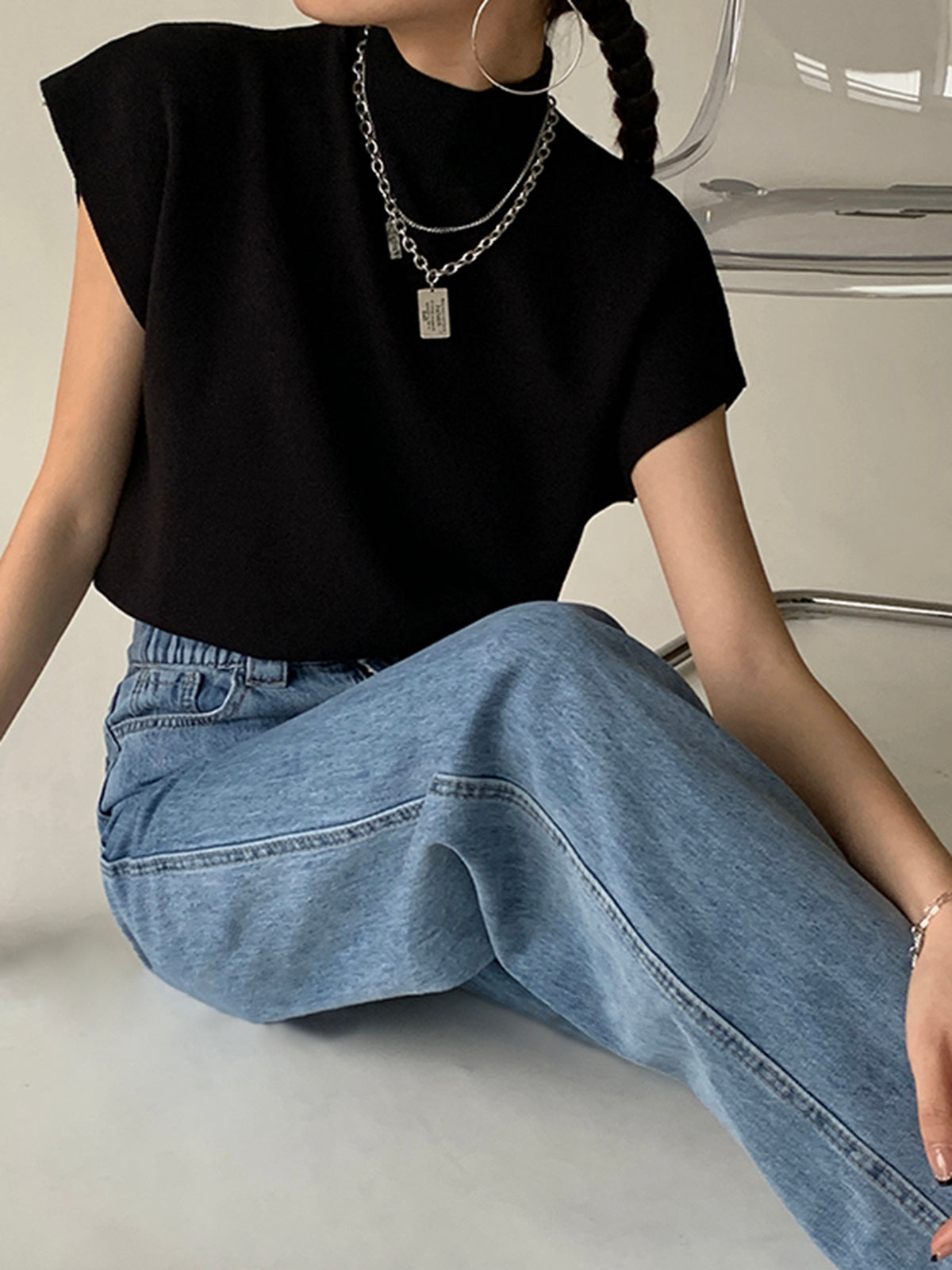 Lumina Wear Michelle modern mock neck casual top with tailored fit, featuring long sleeves and sleek design, perfect for everyday wear.