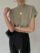 Lumina Wear Michelle modern mock neck casual top with tailored fit, shown in a stylish shirt with long sleeves and sleek design.