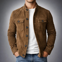 Lumina Wear Monaco structured suede-look utility jacket with button front, featuring a stylish and functional design.