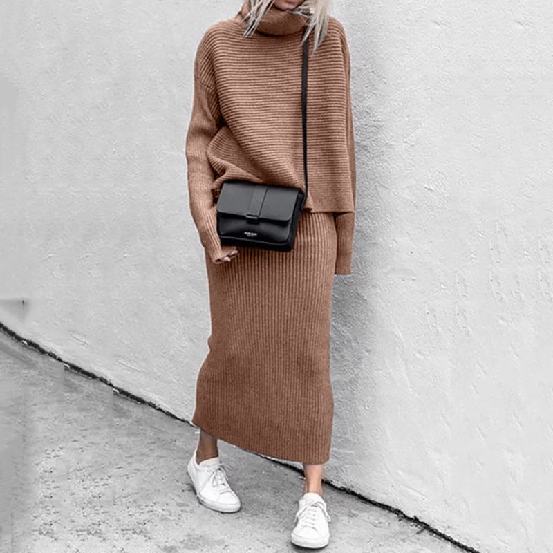 Lumina Wear Natalie relaxed knit pullover and ribbed skirt set for women, featuring cozy fabric and stylish casual fit.
