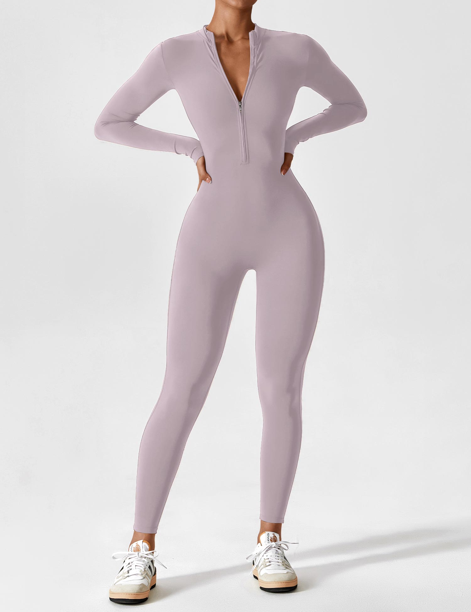 Lumina Wear Penelope sleek fitted two-piece dress set with zip detail, shown in a stylish, modern design.