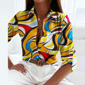 Lumina Wear Peyton bold patterned relaxed fit blouse for women, featuring vibrant design and comfortable fit.