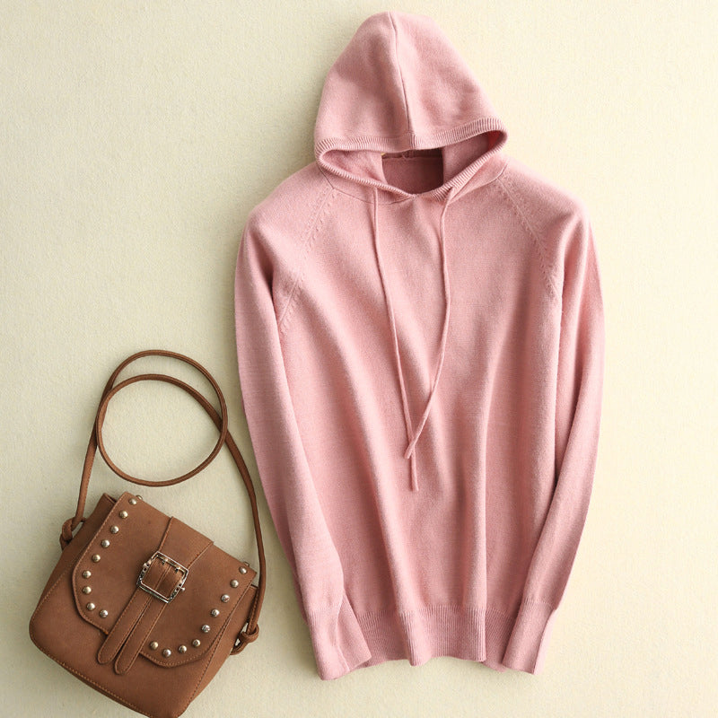 Lightweight soft knit Serena hoodie with relaxed fit and adjustable drawstrings by Lumina Wear, perfect for casual wear.