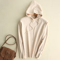 Lightweight soft knit Serena hoodie with relaxed fit, adjustable drawstrings, by Lumina Wear, shown in a casual, comfortable style.