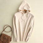 Lightweight soft knit Serena hoodie with adjustable drawstrings from Lumina Wear, relaxed fit, ideal for casual wear.