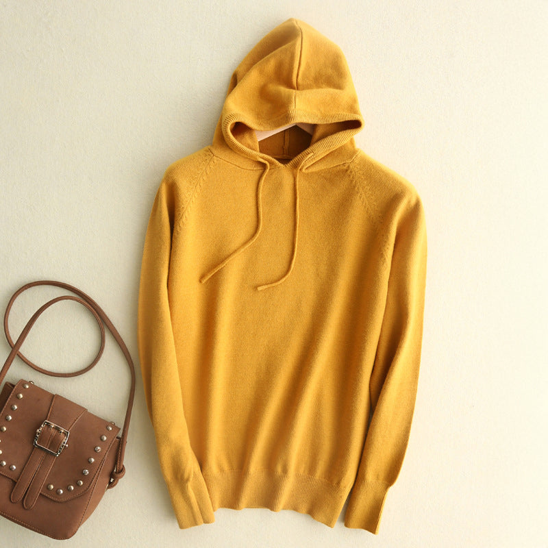 Lumina Wear Serena lightweight soft knit relaxed hoodie with adjustable drawstrings, shown in a casual, comfortable fit.