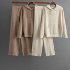 Lumina Wear Serena ribbed stretch cotton blend lounge set with drawstring hoodie, featuring comfortable loungewear style.