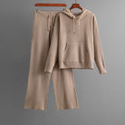 Serena Lumina Wear ribbed stretch cotton blend lounge set with drawstring hoodie, featuring a relaxed fit and comfortable design.