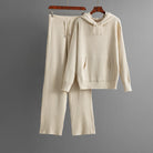 Lumina Wear Serena ribbed stretch cotton blend lounge set with drawstring hoodie, comfortable loungewear for relaxed casual wear.