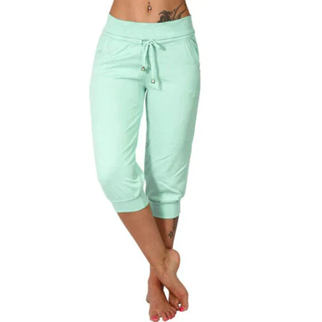 Serena | Trendy Grey Capri Trousers with Elastic Waistband - Lumina 8