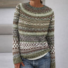 Sofia Amoretti Lumina knit sweater with a patterned relaxed fit crewneck, featuring soft fabric and stylish design.