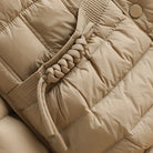 Elegant Lumina Wear Sofia double-breasted insulated women's jacket in broadcloth, showcasing its stylish design and warm insulation.