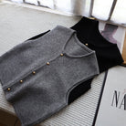 Women’s knitted sweater vest by Lumina Wear, stylish and elegant Sofia vest for layered winter or fall outfits.