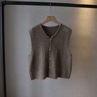 Elegant knitted women's sweater vest by Lumina Wear, featuring a stylish layered design and soft texture.
