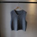 Women's knitted sweater vest by Lumina Wear featuring a stylish, elegant design for layered autumn and winter outfits.