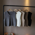 Elegant knitted women's vest from Lumina Wear featuring a stylish layered design, perfect for cozy layering outfits.