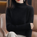 Light gray and black striped oversized turtleneck sweater by Lumina Wear, casual cozy knit with relaxed fit and ribbed cuffs.