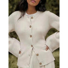 Vintage-inspired Lumina Wear Sofia button cardigan with side pockets, featuring elegant design and cozy knit fabric.