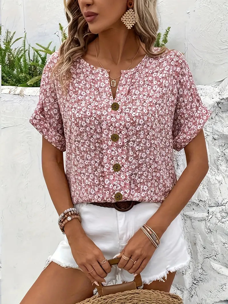 Sophia Lumina floral print blouse featuring a lightweight, breezy design, perfect for casual or summer wear.