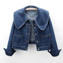 Lumina Wear Valentina classic fit royal denim jacket with button closure, showcasing its stylish design and durable denim fabric.