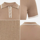 Lumina Wear Valentina women's ribbed knit top with structured fit and contrast lapel, shown in a stylish close-up image.