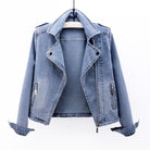 Black vintage moto cut denim jacket by Lumina Wear with zip pockets, featuring a classic rugged style and tailored fit.