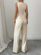 Lumina Wear Victoria breezy sleeveless top and flowing wide-leg pants two-piece set, stylish and comfortable summer outfit.