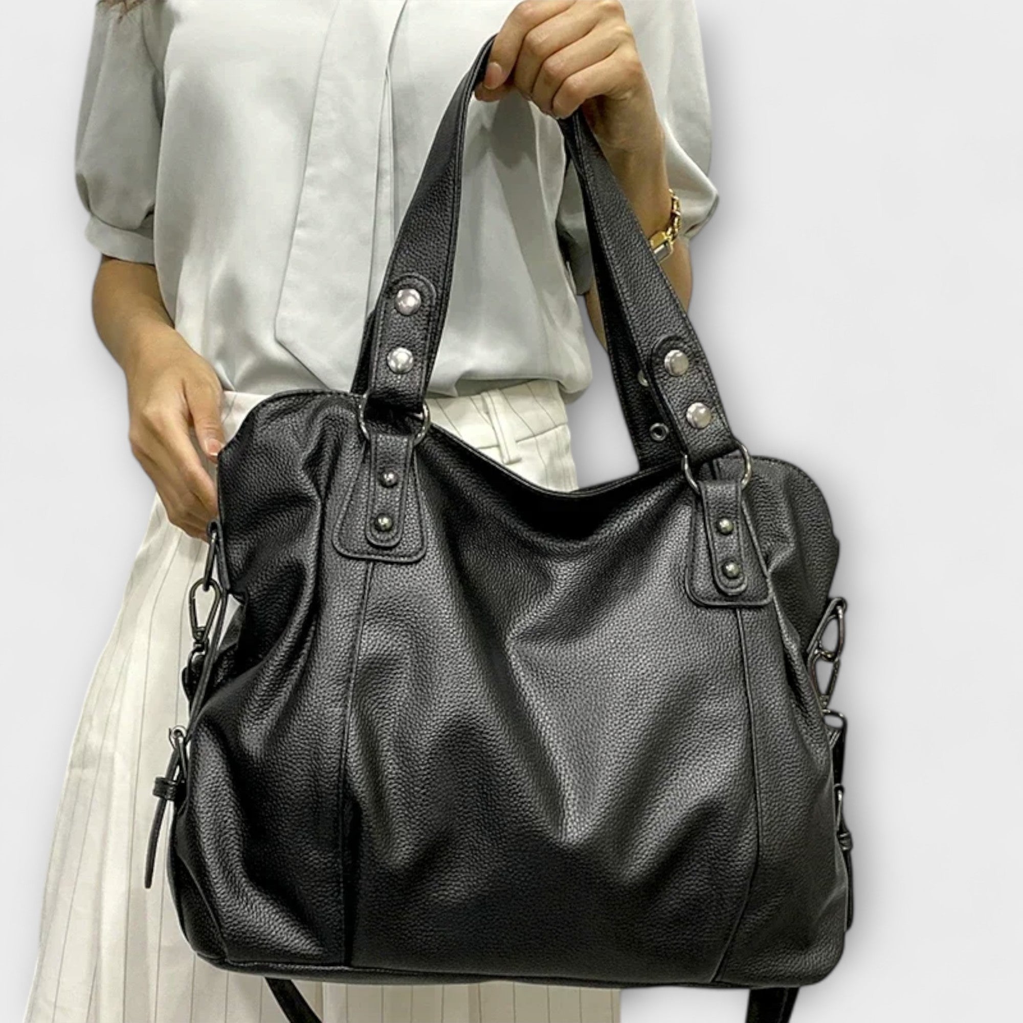 Victoria | Chic Structured Hobo Shoulder Bag with Dual Straps - Lumina 3