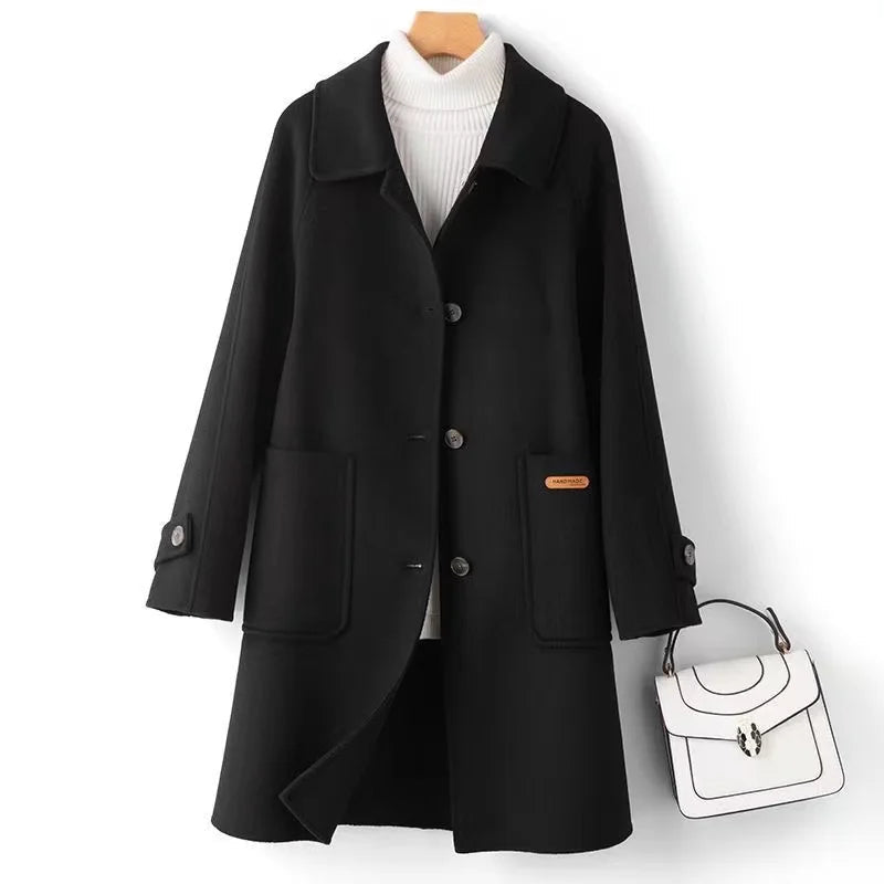 Lumina Wear Victoria classic warm winter coat with front pockets, stylish and cozy outerwear for cold weather.