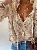 Lumina Wear Victoria bohemian V-neck blouse with decorative detailing, flowing fabric and elegant style for casual or dressy occasions.